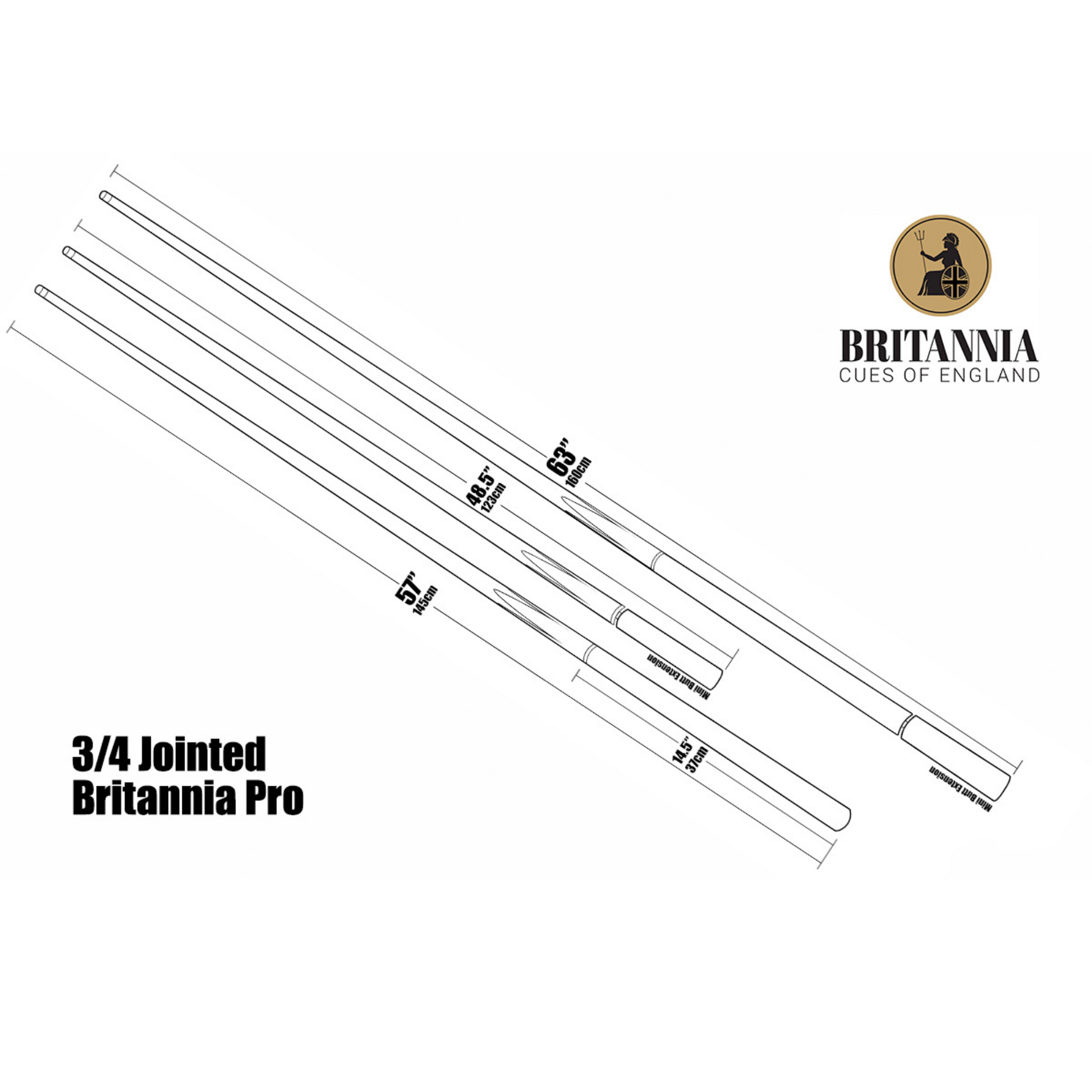 Britannia Brit Pro Maverick 3/4 Pool Cue - 57" - 8.5mm Tip