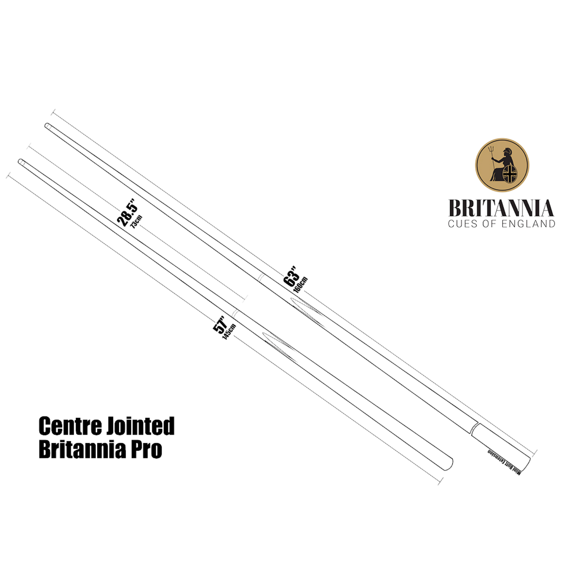 Britannia Brit Pro Satan 2 Piece Pool Cue - 57" - 8.5mm Tip