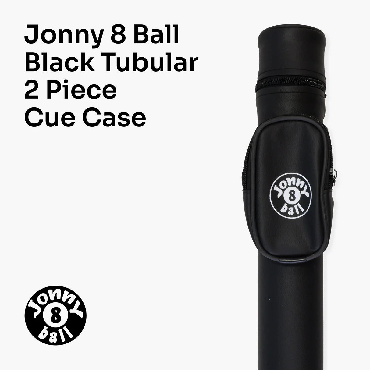 Jonny 8 Ball Tubular 2 Piece Cue Case - Black