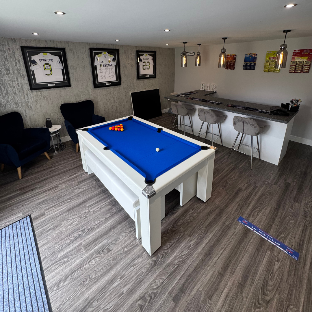 DPT Avant Garde Pool Dining Table - White with Blue Cloth