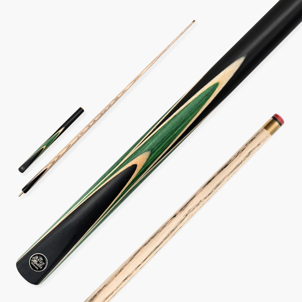 Baize Master 3/4 CRUCIBLE Hand Spliced 57 Inch Ash Snooker Pool Cue - 9.5mm Tip + Mini Butt Extension