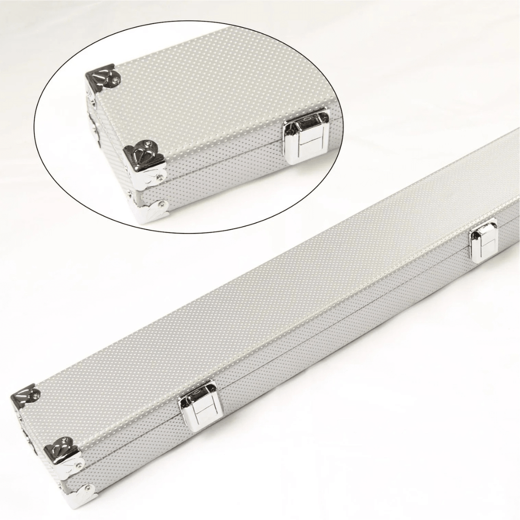 2 Piece Silver Snooker Pool Cue Case - Reinforced Corners