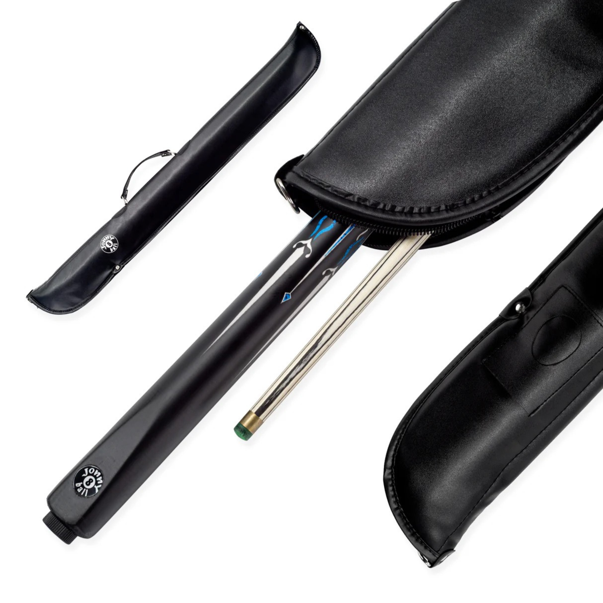 Jonny 8 Ball Panther UV Printed 2-Piece Cue & Case – 9.5mm Green Layered Tip