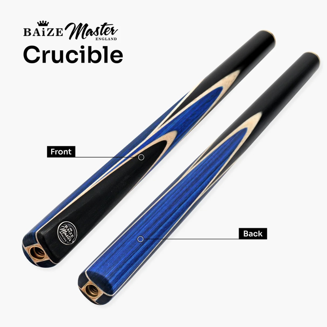 Baize Master 3/4 CRUCIBLE Hand Spliced 57 Inch Ash Snooker Pool Cue - 9.5mm Tip + Mini Butt Extension