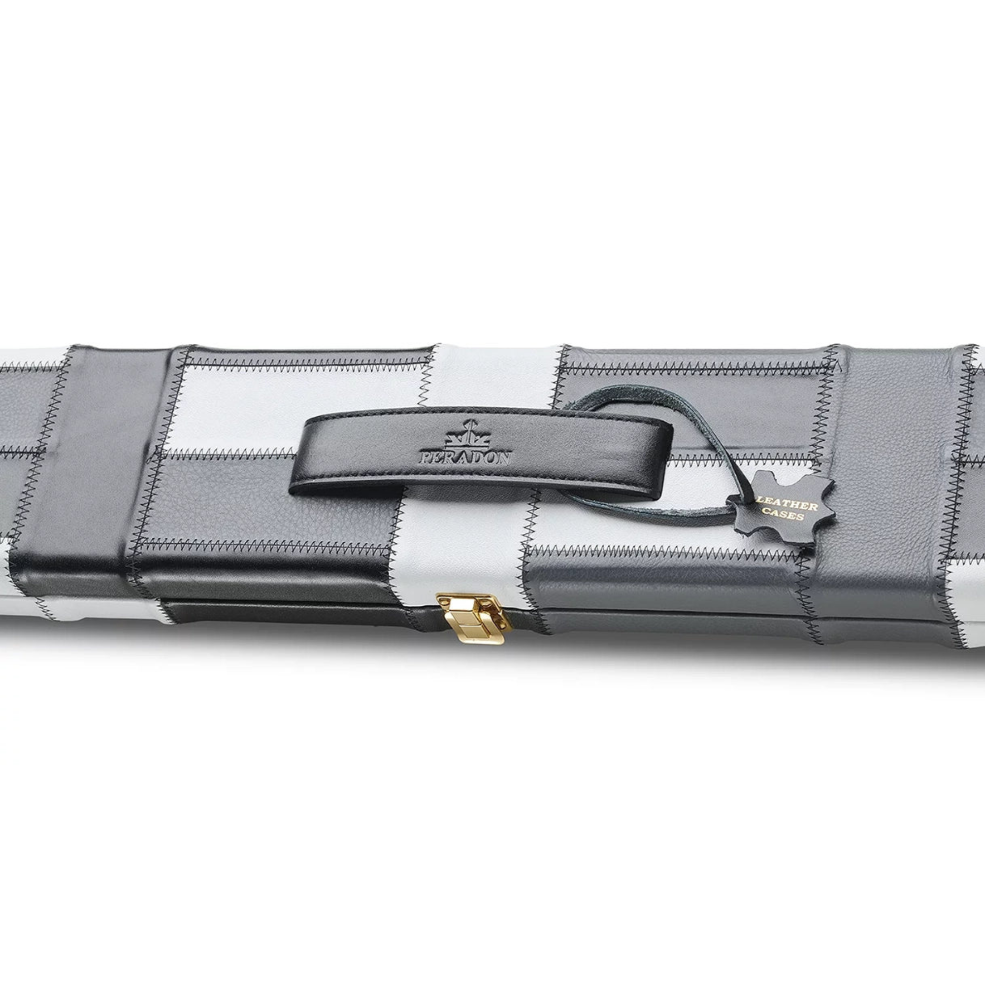 Peradon 3/4 Black & Grey Block Leather Cue Case