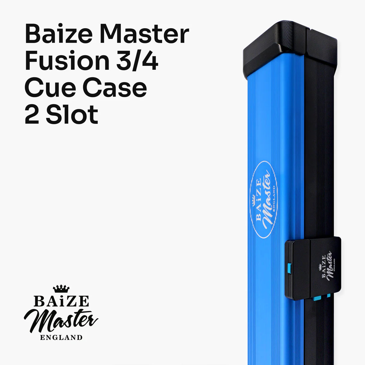 Baize Master Fusion ¾ 2 Slot Luxury Aluminium Snooker and Pool Cue Case with Trigger™ Lock – Holds 1 x ¾ Joint Cue + Extensions