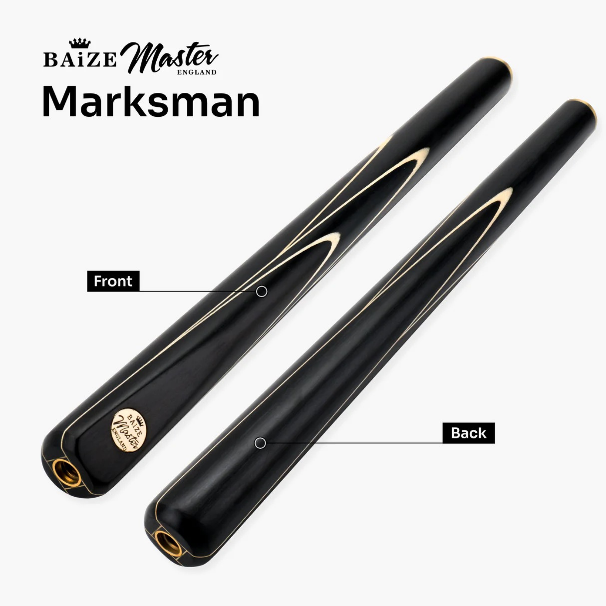 Baize Master Black Marksman ¾ Joint English Pool Cue with 8.5mm Baize Master Blue Pressed Tip (Copy)