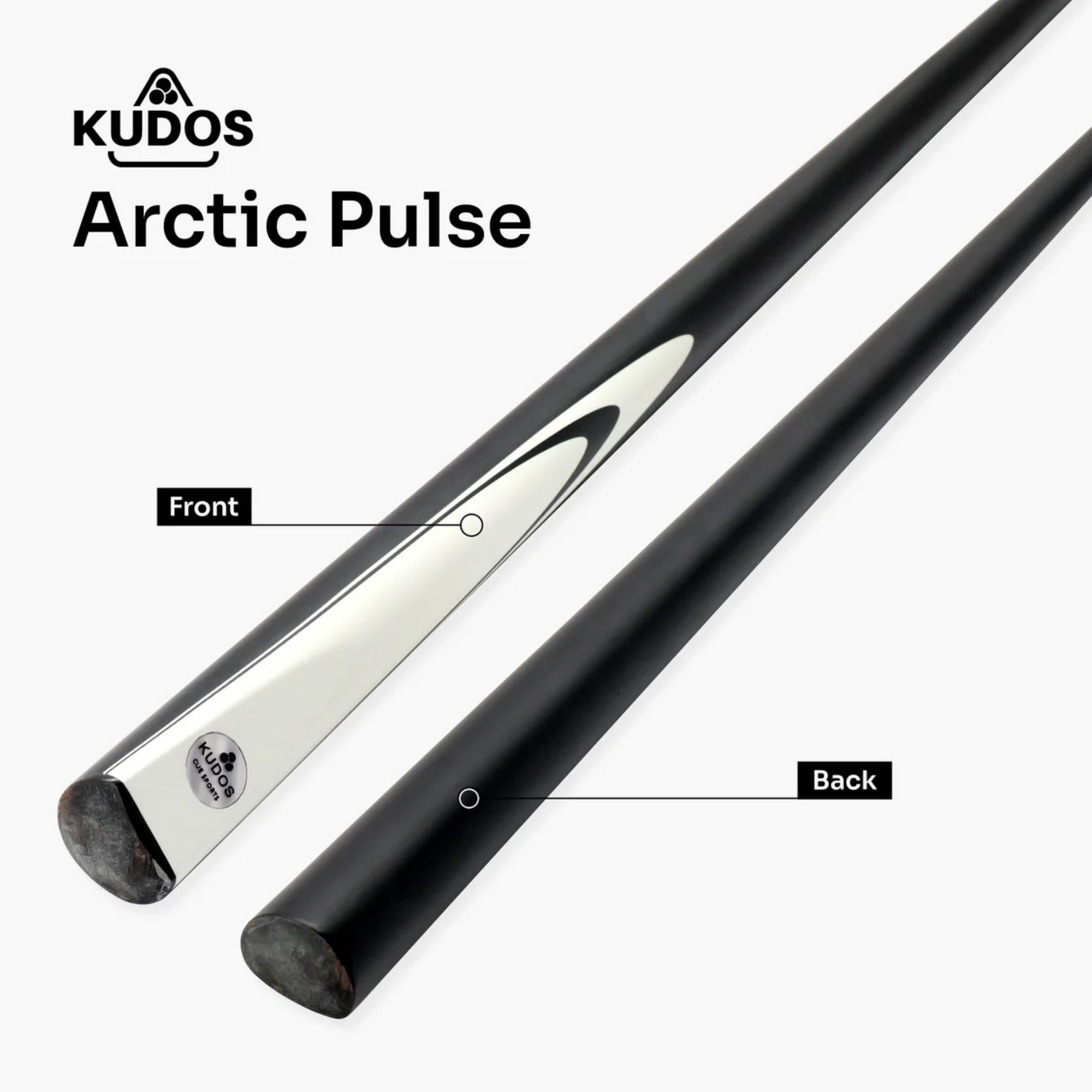 Kudos Pulse Arctic 57 Inch 2 Piece Heavyweight Snooker Pool Cue and Case Set 9.5mm Tip