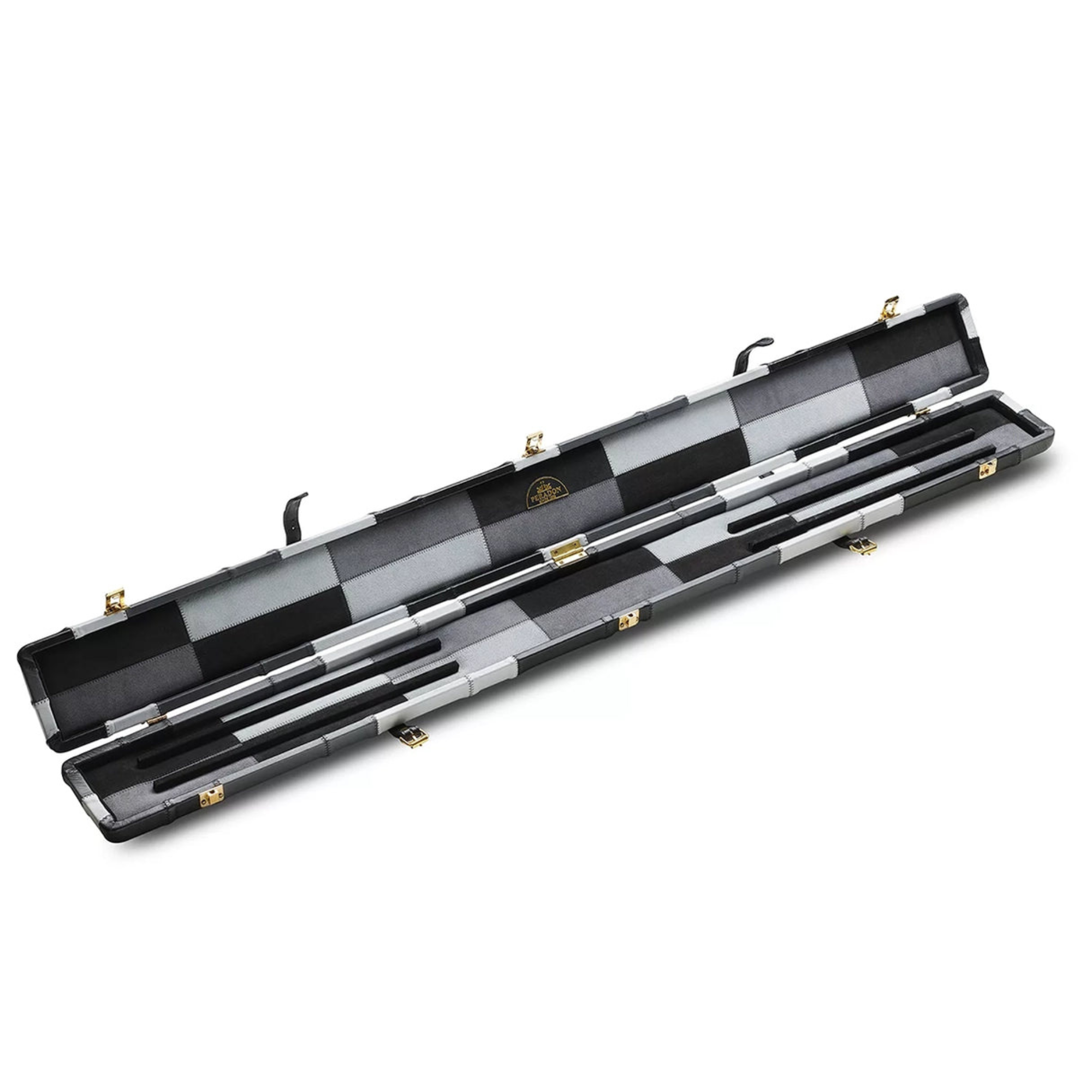 Peradon 3/4 Black & Grey Block Leather Cue Case