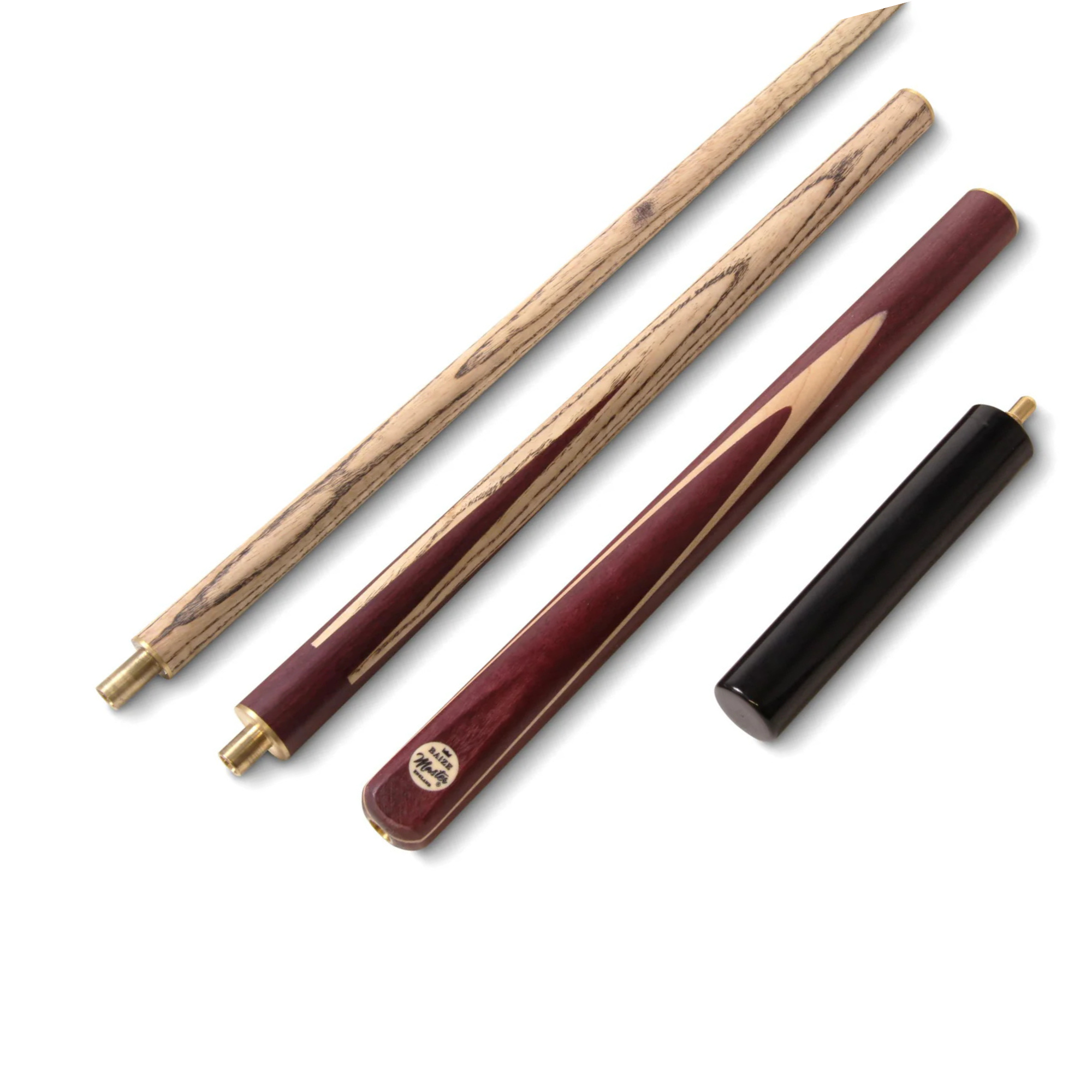 Baize Master PURPLE HEART 57 Inch 3 Piece Length Adjustable Double Joint Ash Snooker Pool Cue with 9.5mm Tip + Mini Butt - Shorten to 43 Inches