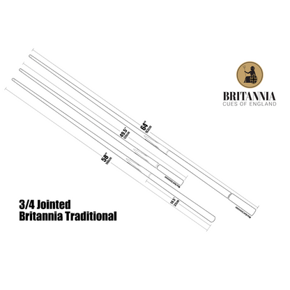 Britannia Champion Blue Streak 3/4 Snooker Cue - 58" - 9 - 9.5mm Tip