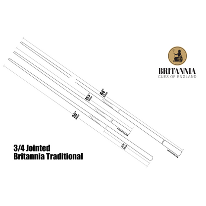 Britannia Traditional Bulldog - 3/4 Snooker Cue - 58" - 9.5mm Tip
