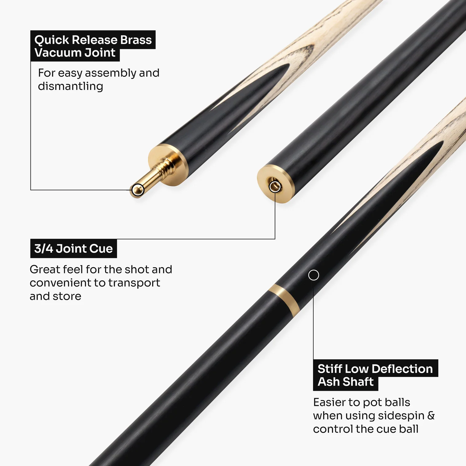 Baize Master 52" Junior Marksman - 3/4 Snooker Pool Cue - 9mm Tip
