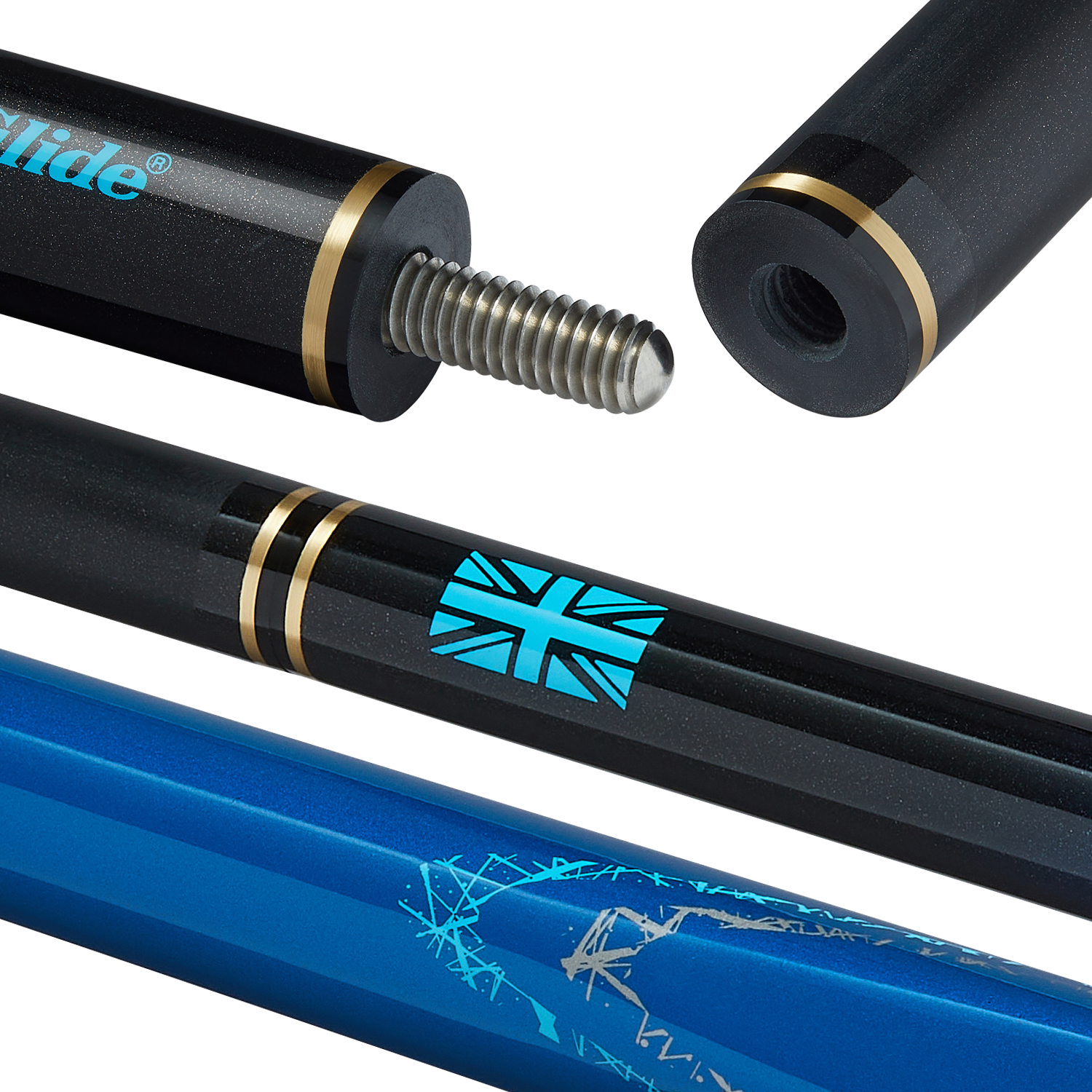 PowerGlide ARAMID 3.0 - 57 Inch - 2 Piece Carbon Fibre Snooker Cue - Blue