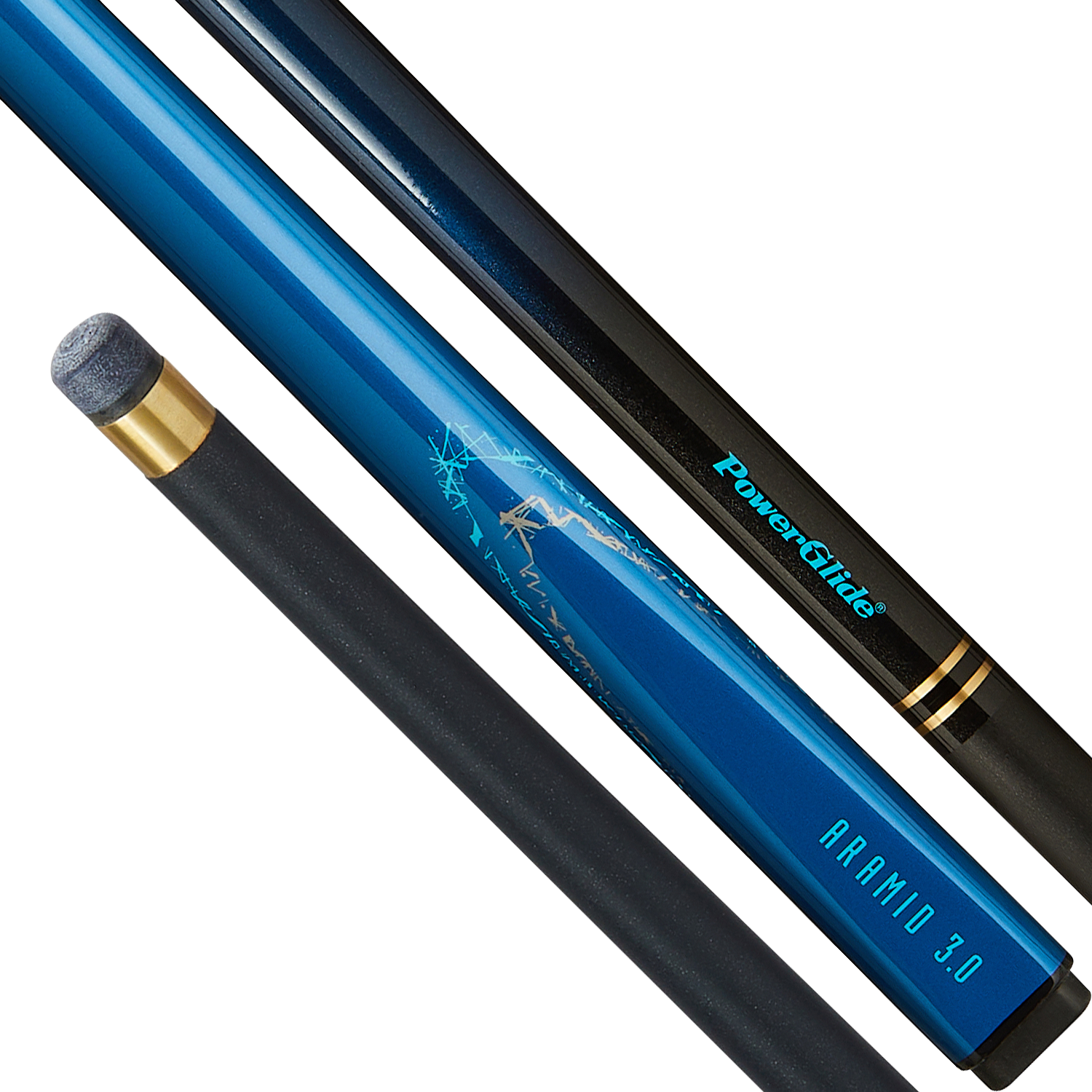 PowerGlide ARAMID 3.0 - 57 Inch - 2 Piece Carbon Fibre Snooker Cue - Blue