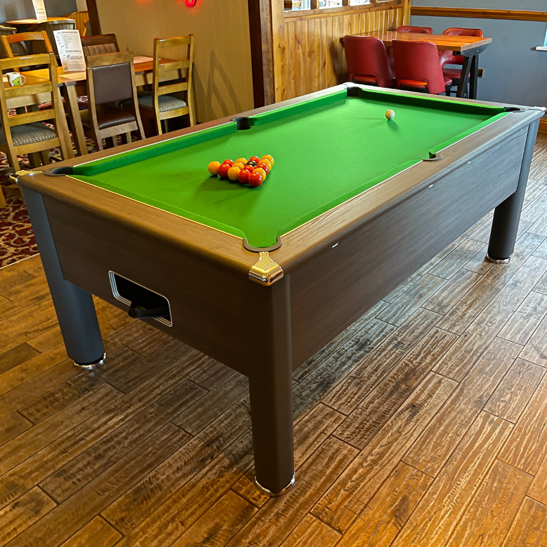 Supreme Match Pool Table 7ft - Electronic Ball Tray - Metallic Brown