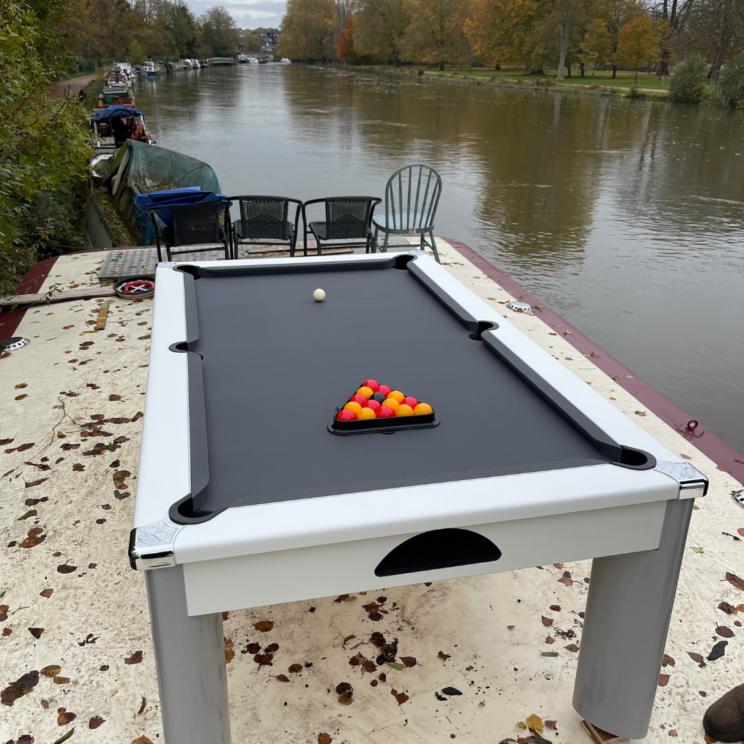 DPT Outdoor Fusion Pool Dining Table - White - Blue Cloth