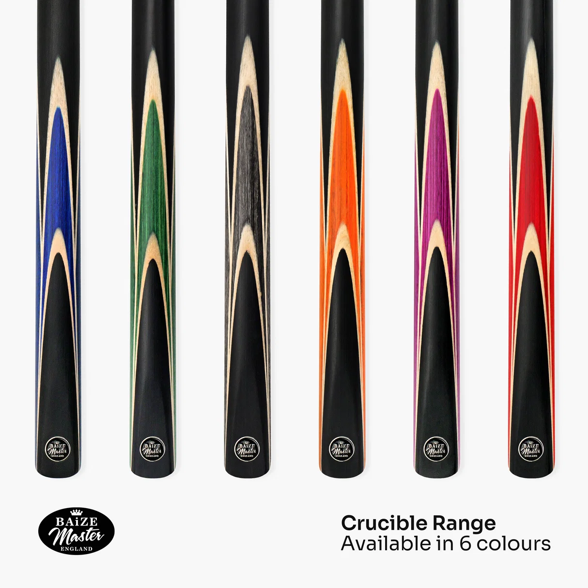 Baize Master 3/4 CRUCIBLE Hand Spliced 57 Inch Ash Snooker Pool Cue - 9.5mm Tip + Mini Butt Extension