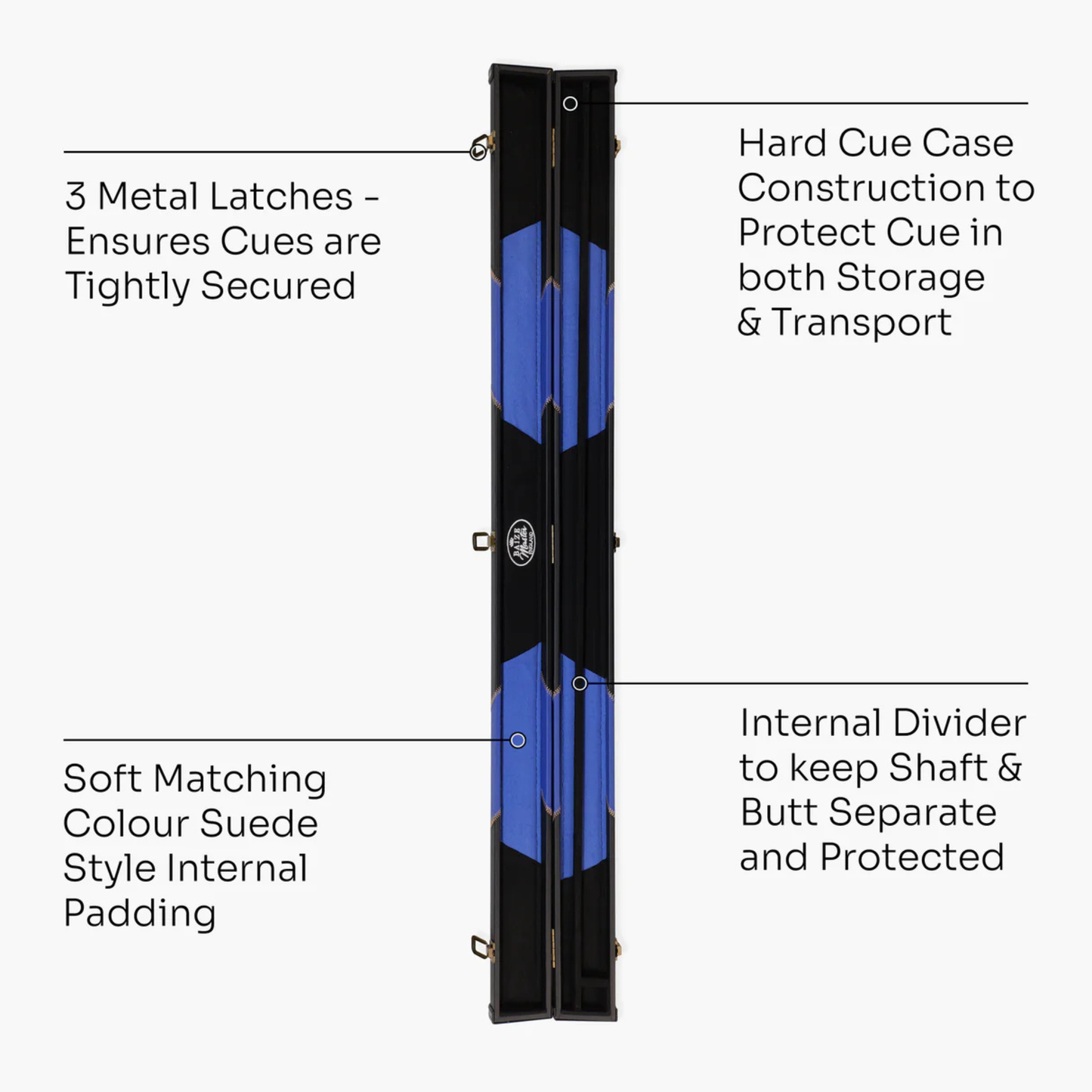 Baize Master Arrow 3/4 Deluxe Snooker Pool Cue Case - 9 Colours