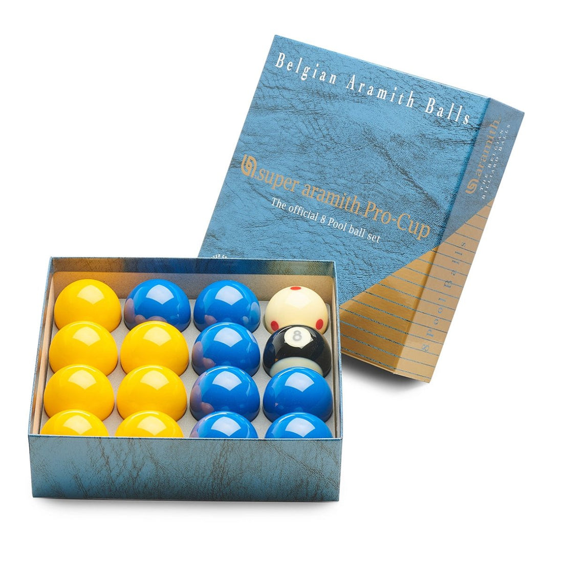 "Aramith Pro Cup Blues & Yellows"