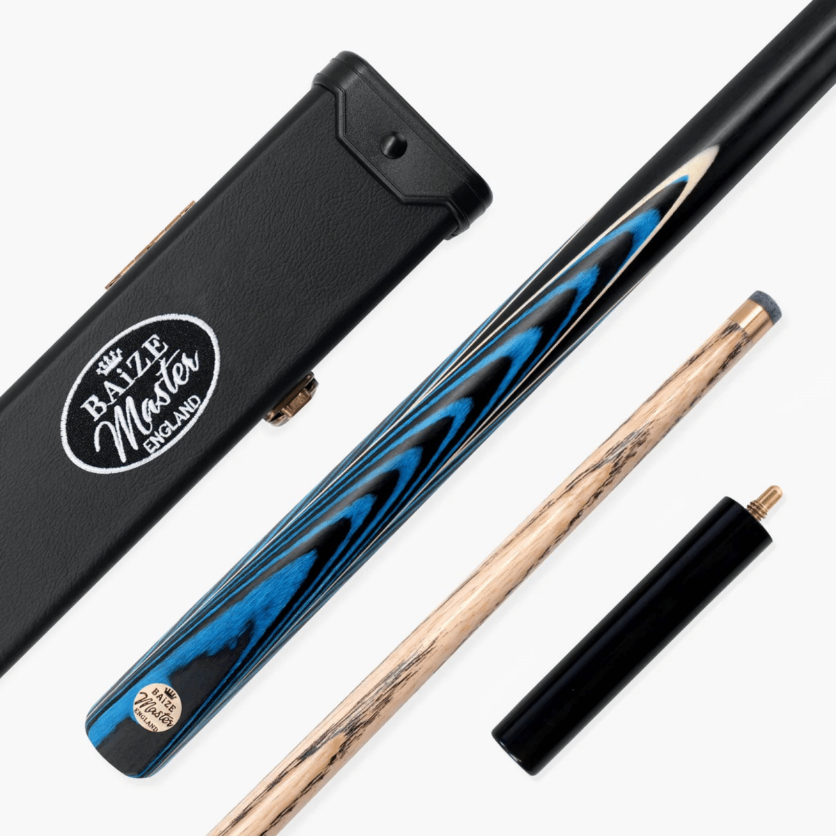 Baize Master Azure Marksman ¾ Joint English Pool Cue and Case Set with 8.5mm Baize Master Blue Pressed Tip