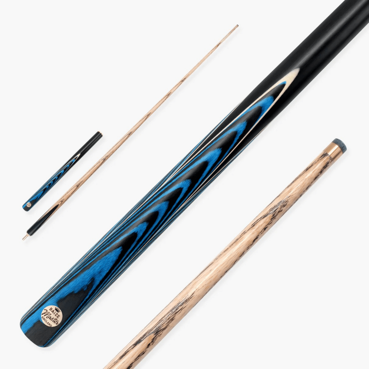 Baize Master Azure Marksman ¾ Joint English Pool Cue with 8.5mm Baize Master Blue Pressed Tip