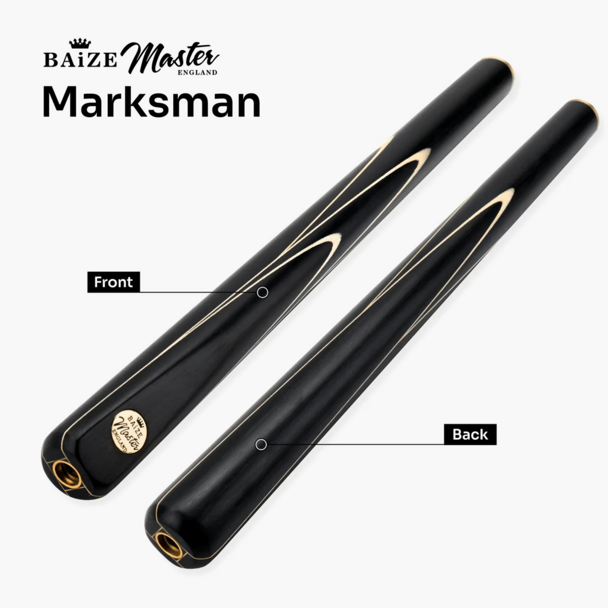 Baize Master Black Marksman ¾ Joint English Pool Cue and Case Set with 8.5mm Baize Master Blue Pressed Tip