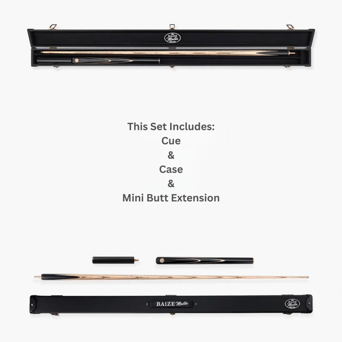 Baize Master Black Marksman ¾ Joint English Pool Cue and Case Set with 8.5mm Baize Master Blue Pressed Tip