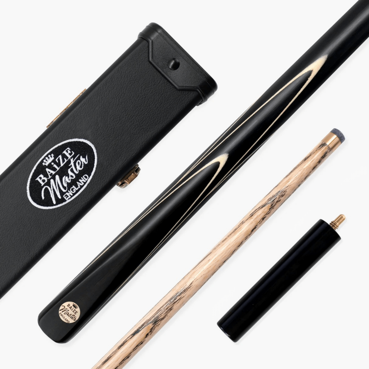Baize Master Black Marksman ¾ Joint English Pool Cue and Case Set with 8.5mm Baize Master Blue Pressed Tip