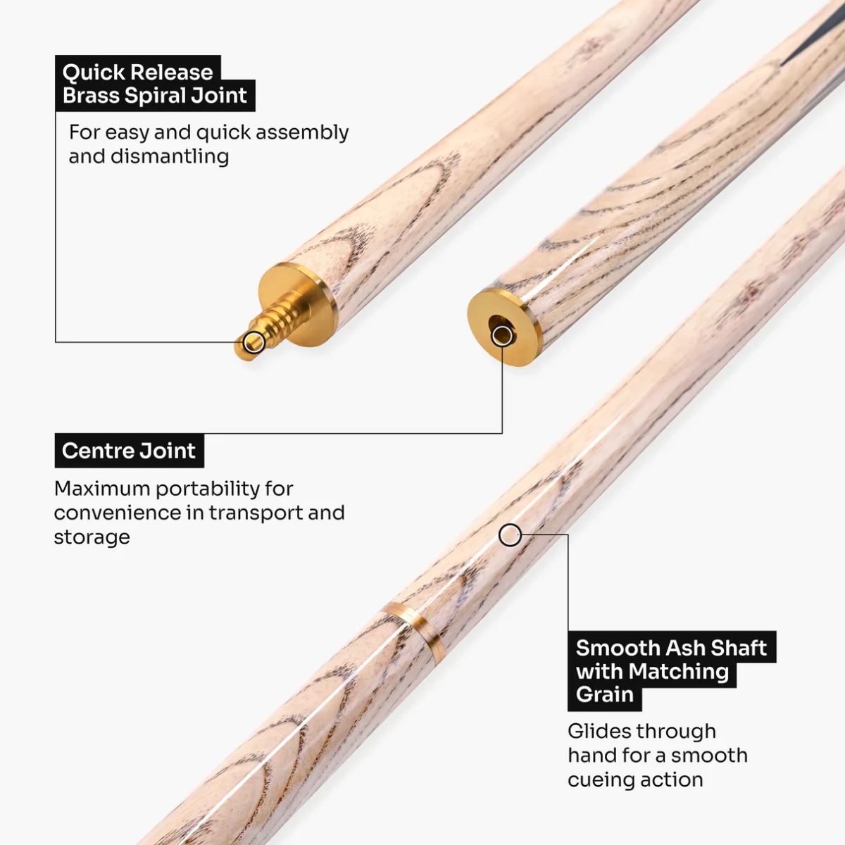 Baize Master Conquest 2 - Junior Kids Snooker Pool Cue - 48inch - 2 Piece