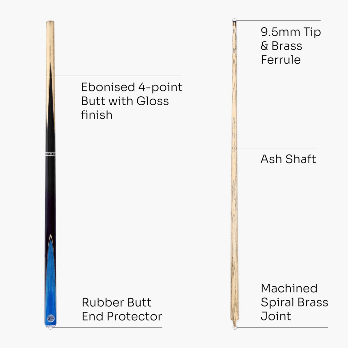 Baize Master Conquest Junior Kids Snooker Pool Cue - 42inch - 2 Piece