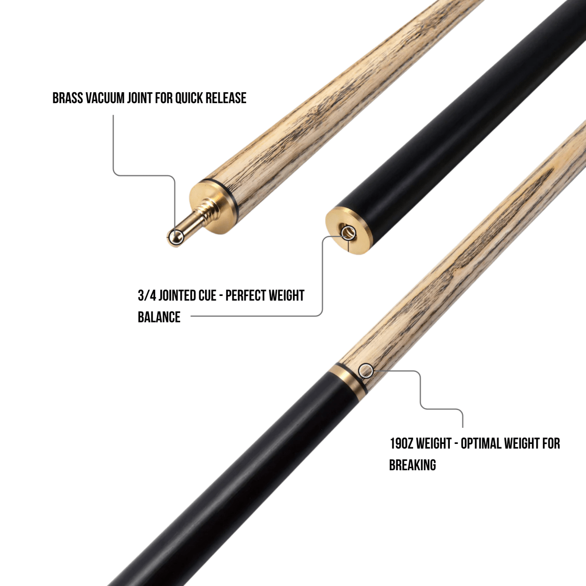 Baize Master Copper Crusher 57 Inch ¾ Joint English Pool Break Cue - 11mm Tip – For Breaking Only