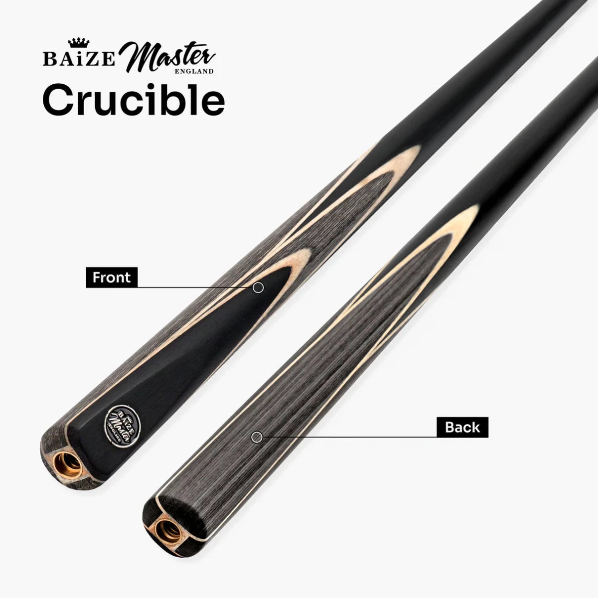 Baize Master Crucible Snooker Pool Cue - 2 Piece 57 inch - 9.5mm Tip - 6 Colours