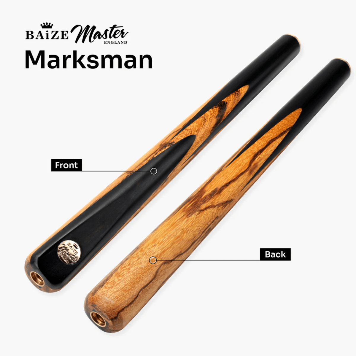 Baize Master Ember Marksman ¾ Joint English Pool Cue with 8.5mm Baize Master Blue Pressed Tip