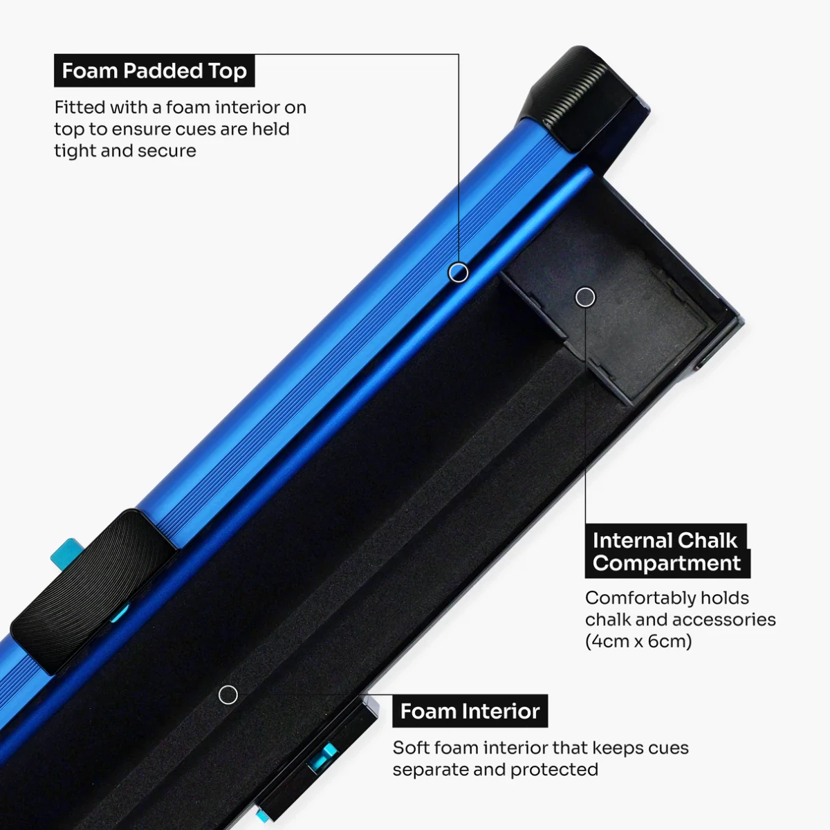 Baize Master Fusion ¾ 2 Slot Luxury Aluminium Snooker and Pool Cue Case with Trigger™ Lock – Holds 1 x ¾ Joint Cue + Extensions