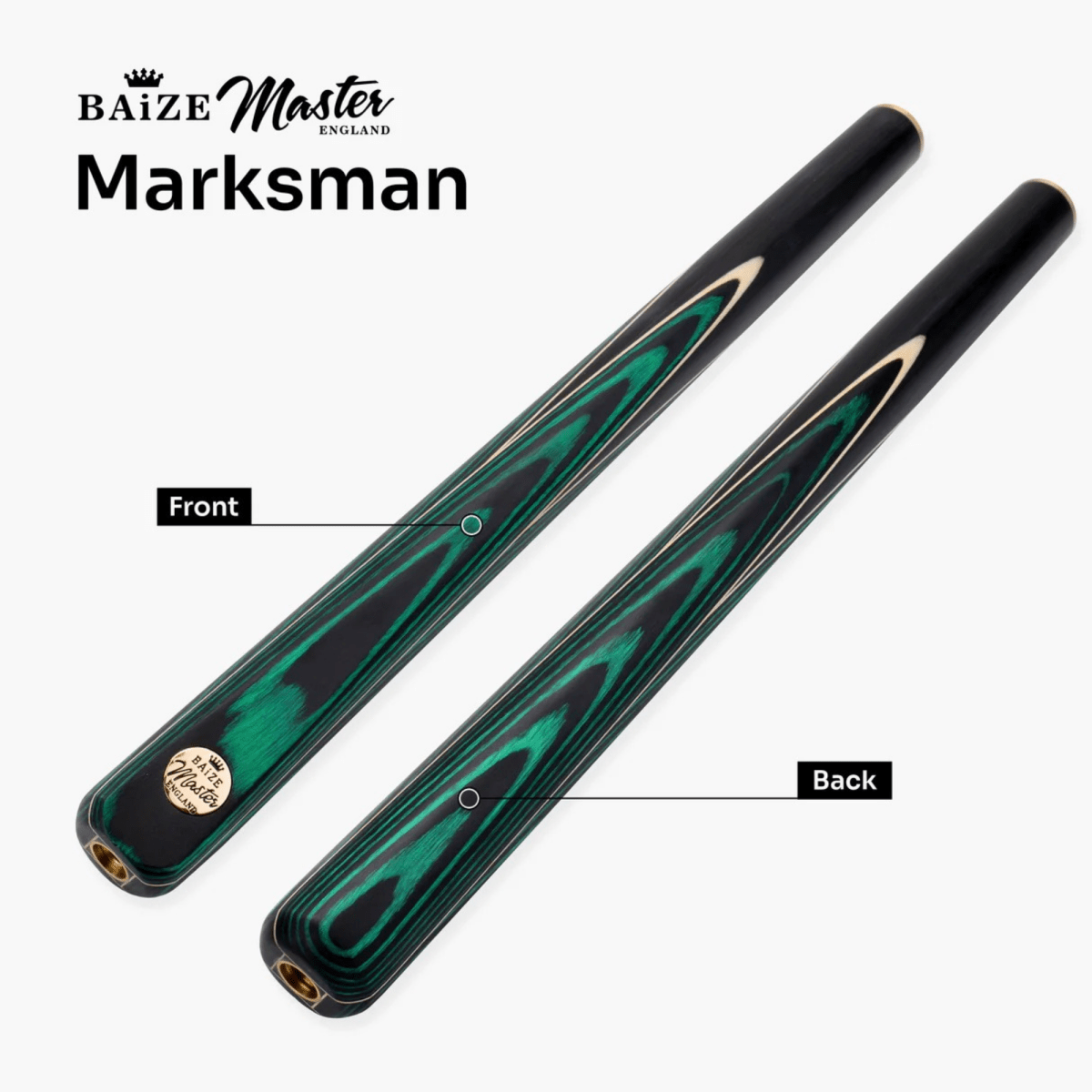 Baize Master Green Marksman ¾ Joint English Pool Cue and Case Set with 8.5mm Baize Master Blue Pressed Tip