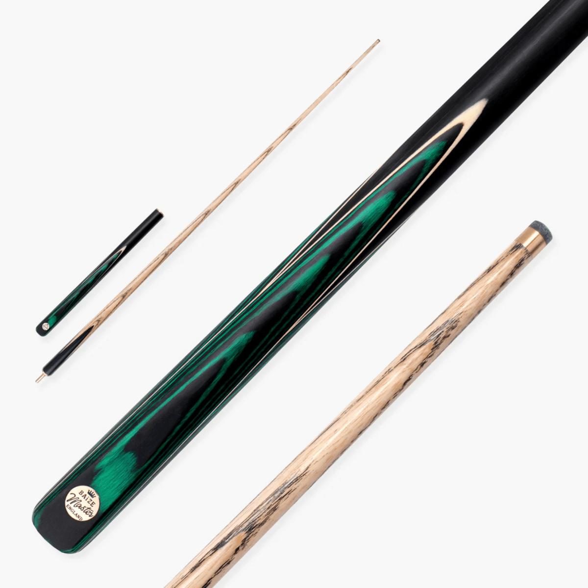 Baize Master Green Marksman ¾ Joint English Pool Cue with 8.5mm Baize Master Blue Pressed Tip