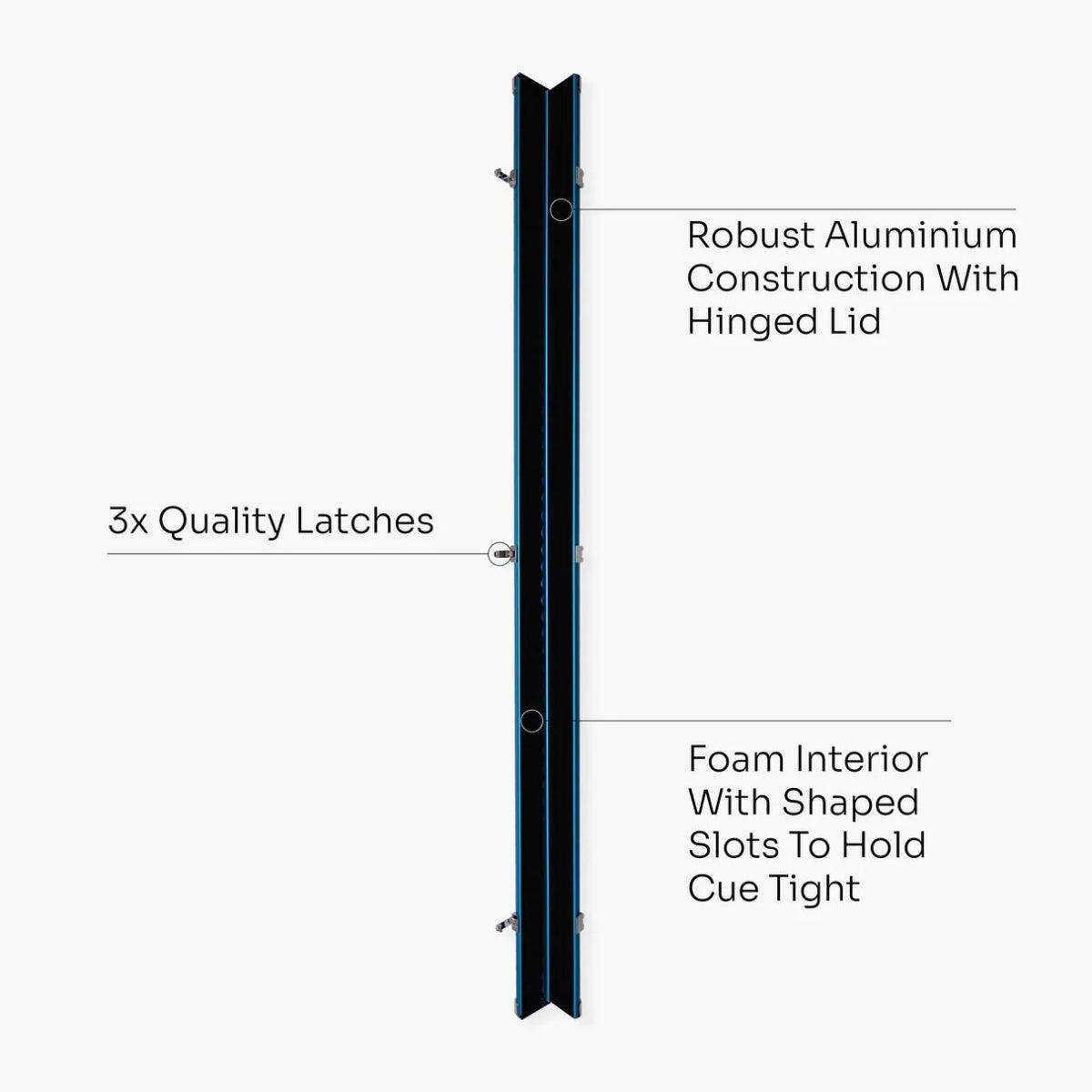 Baize Master SATIN LINE 3/4 Aluminium Snooker Pool Cue Case - Holds 3/4 Cue & Extensions - 6 Colours