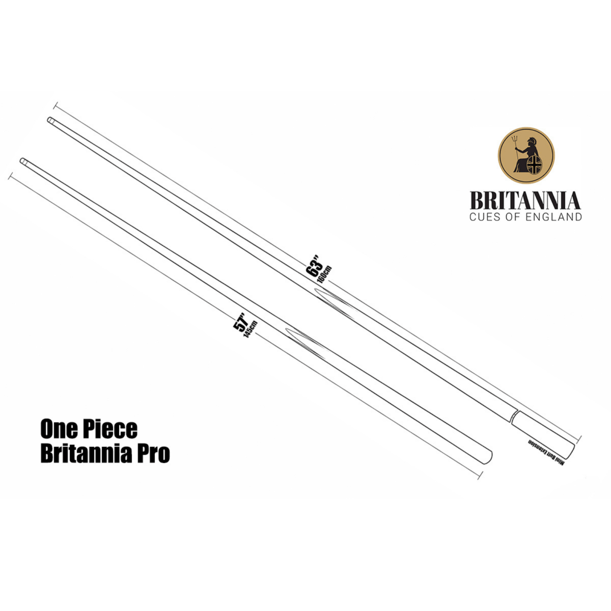 Britannia Brit Pro Mistral 1 Piece Pool Cue - 57" - 8.5mm Tip