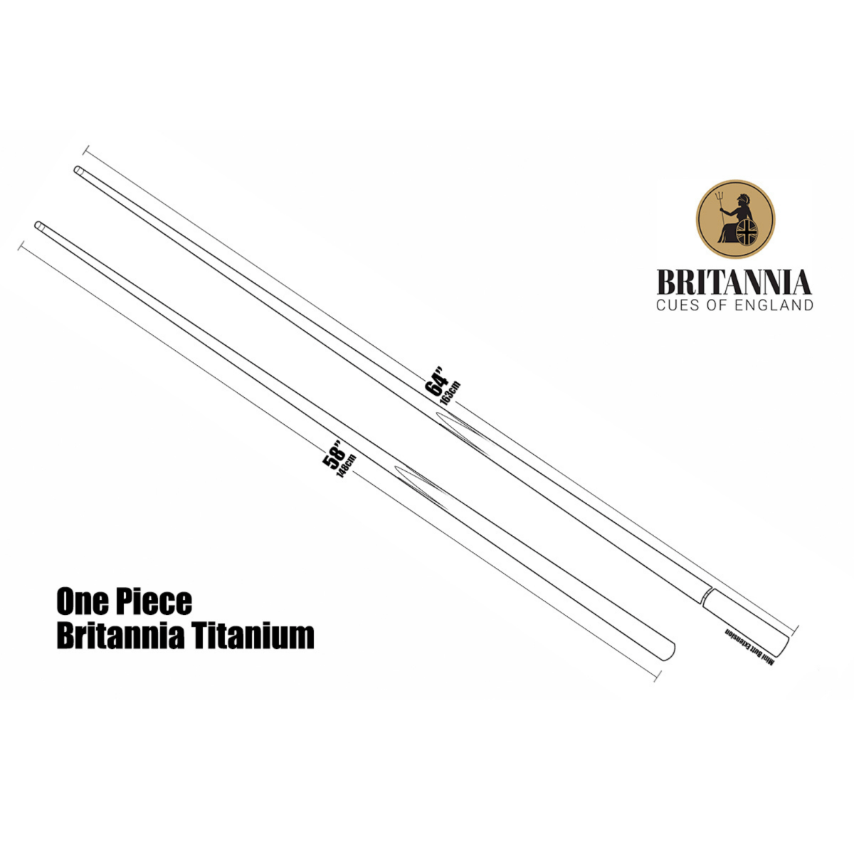 Britannia Steel Poseidon 58" Snooker Cue - 9.7mm Tip