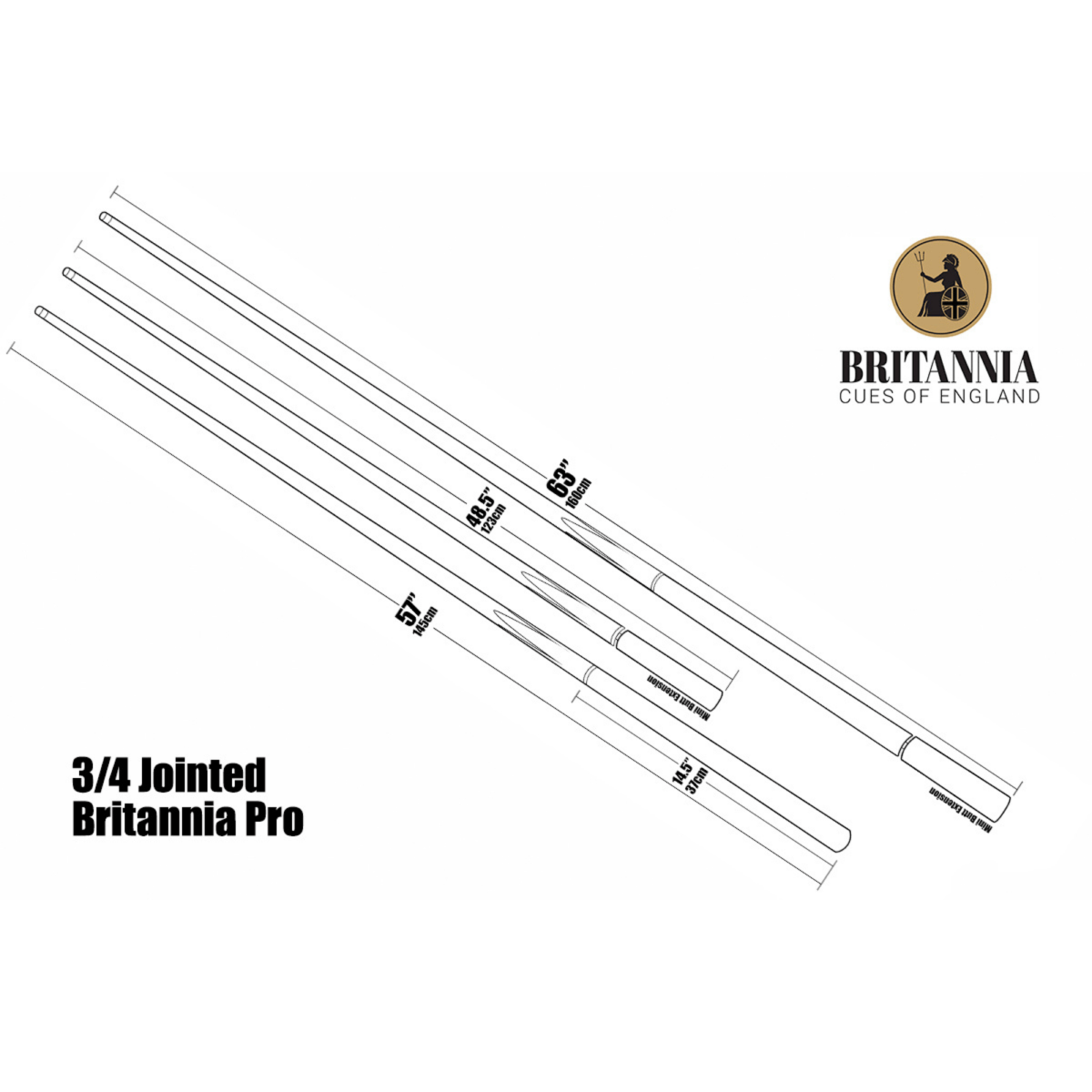 Britannia Vigilant 3/4 Jointed 57" Pool Cue - 8.5mm Tip