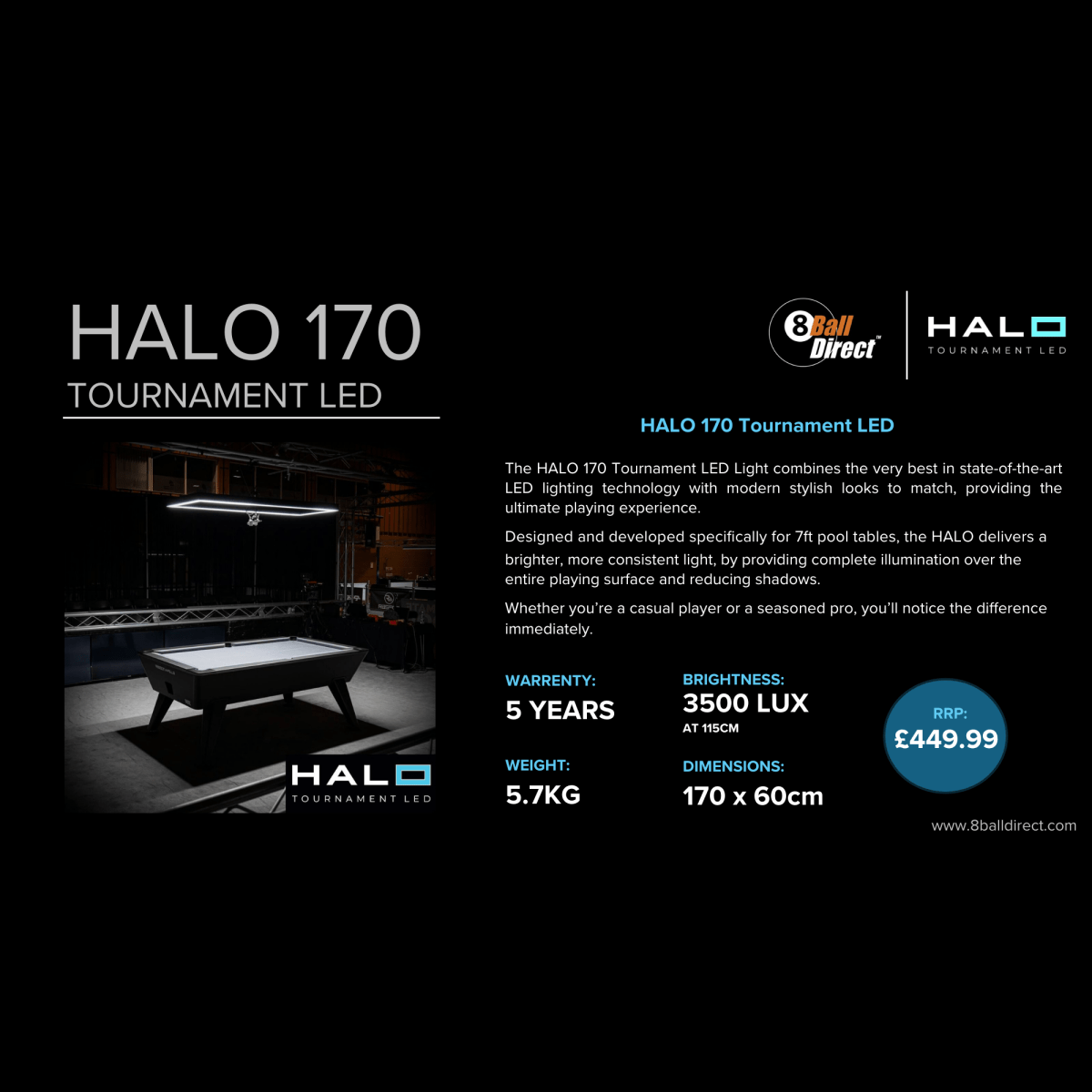 HALO 170 - Tournament LED Pool Table Light