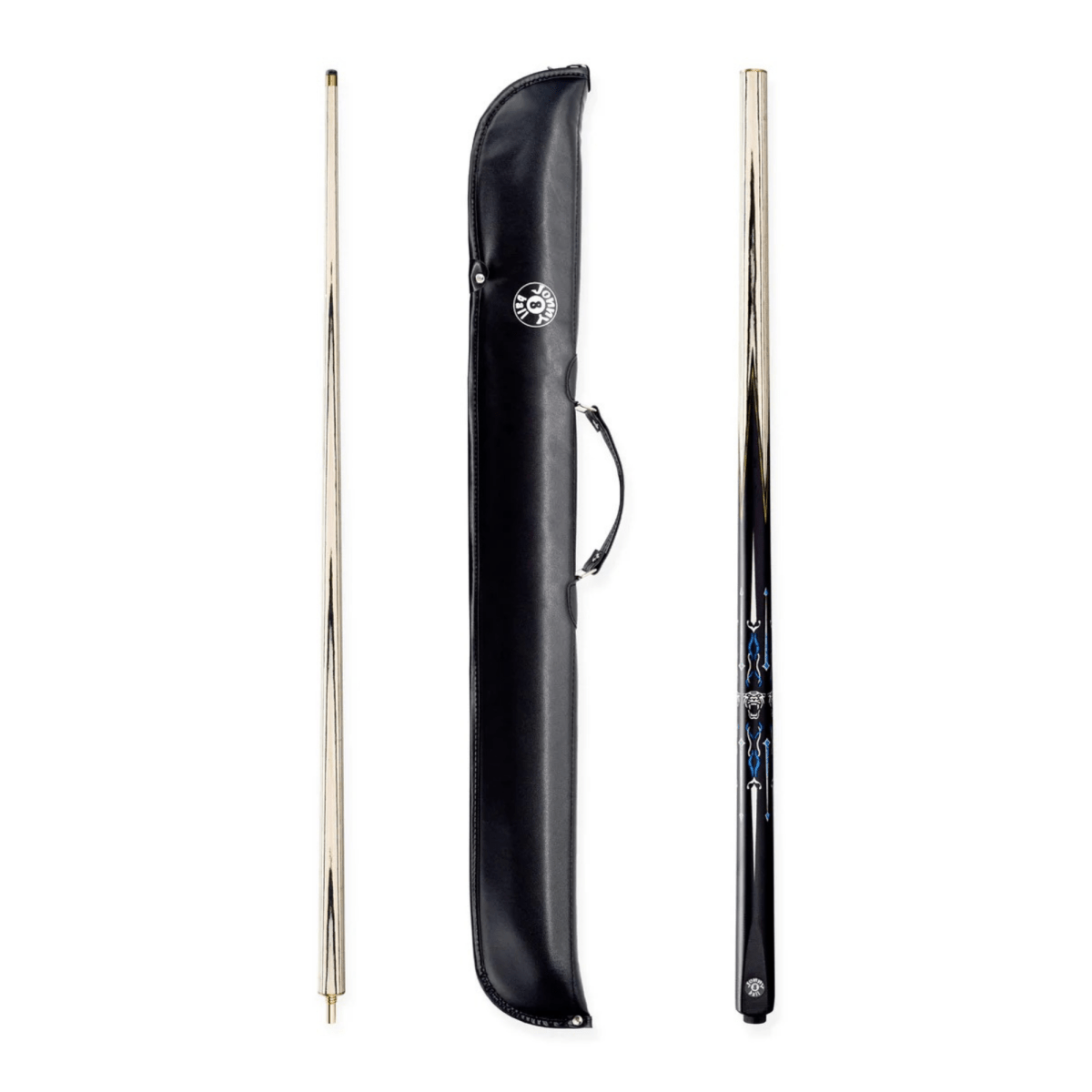 Jonny 8 Ball Panther UV Printed 2 - Piece Cue & Case – 9.5mm Green Layered Tip