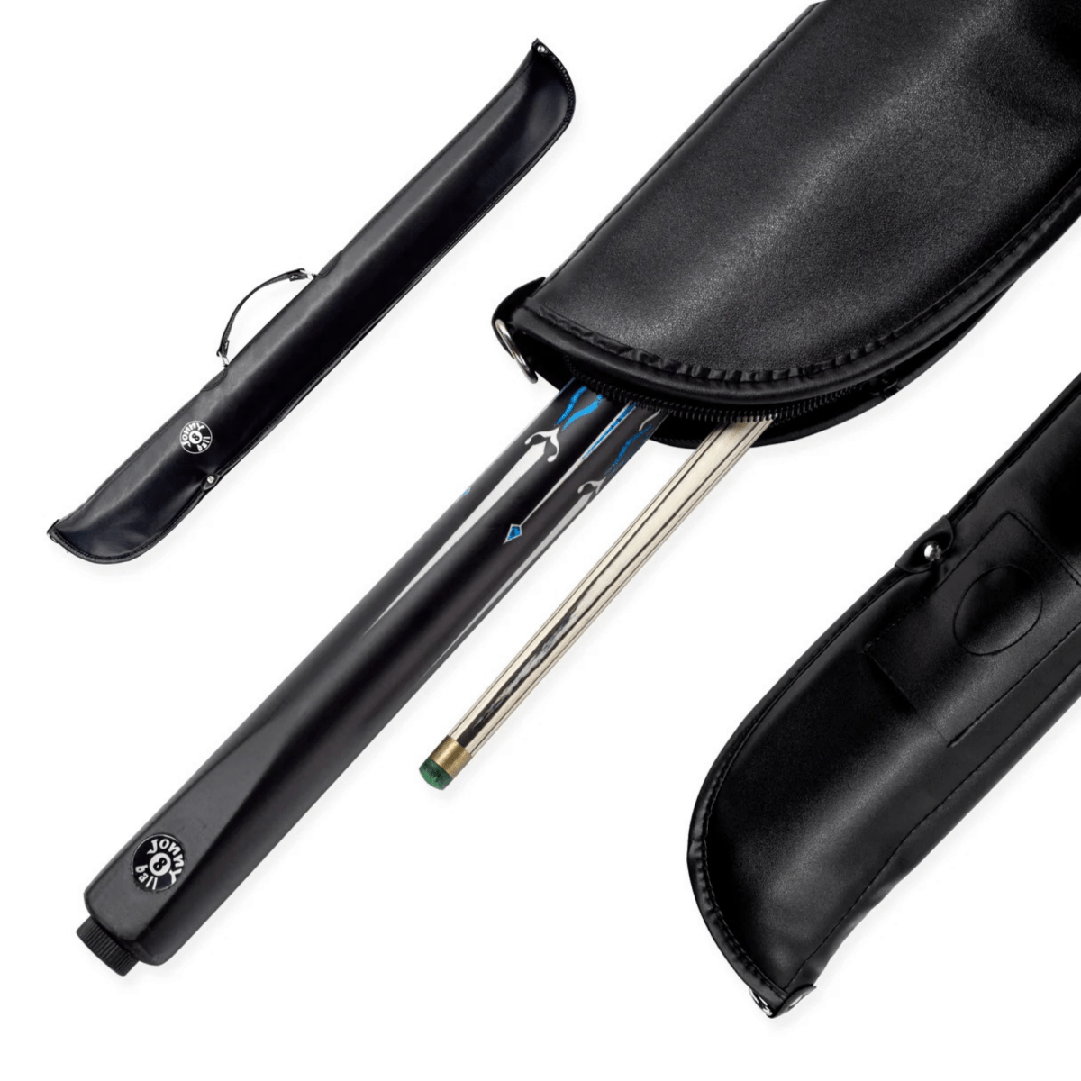 Jonny 8 Ball Panther UV Printed 2 - Piece Cue & Case – 9.5mm Green Layered Tip