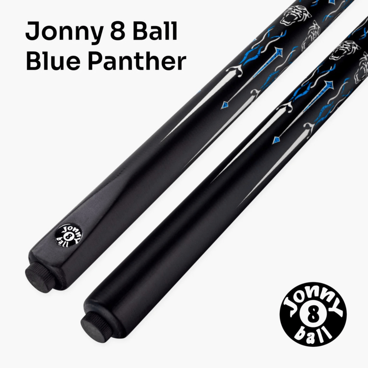 Jonny 8 Ball Panther UV Printed 2 - Piece Cue & Case – 9.5mm Green Layered Tip