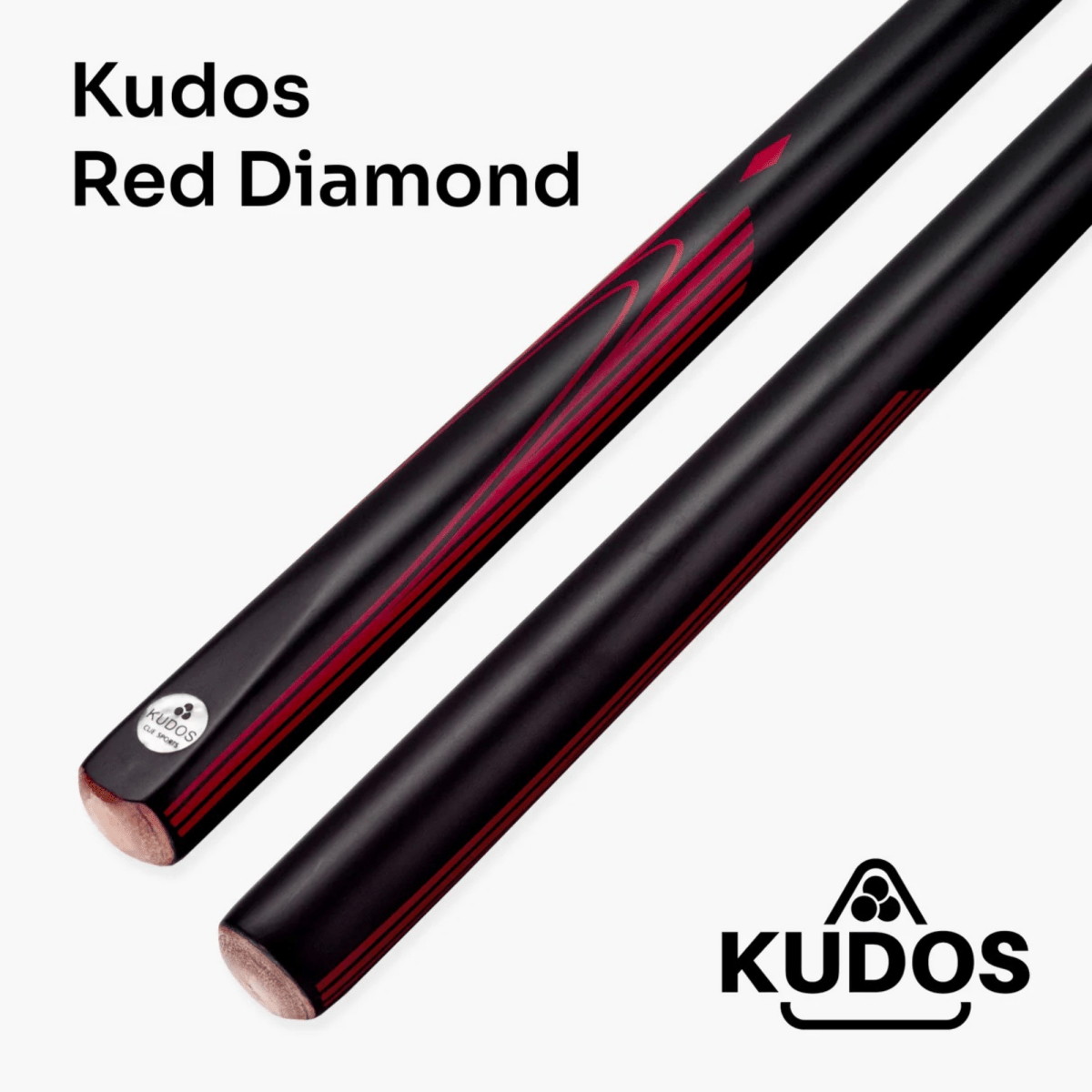 Kudos DIAMOND 57 Inch 2 Piece Matching Ash Grain Snooker Pool Cue - 9.5mm Tip