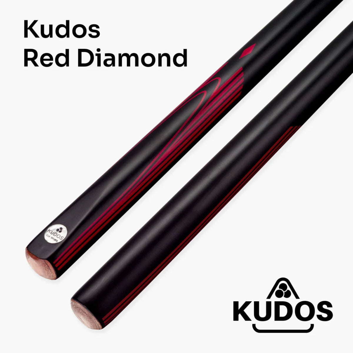 Kudos DIAMOND 57 Inch 2 Piece Matching Ash Grain Snooker Pool Cue - 9.5mm Tip