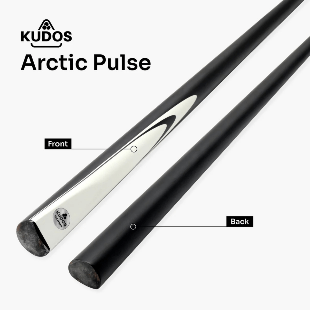 Kudos Pulse Arctic 57 Inch 2 Piece Heavyweight Snooker Pool Cue and Case Set 9.5mm Tip