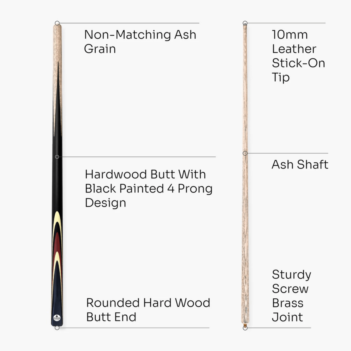 Kudos Pulse Ruby 57 Inch 2 Piece Heavyweight Snooker Pool Cue and Case Set 9.5mm Tip