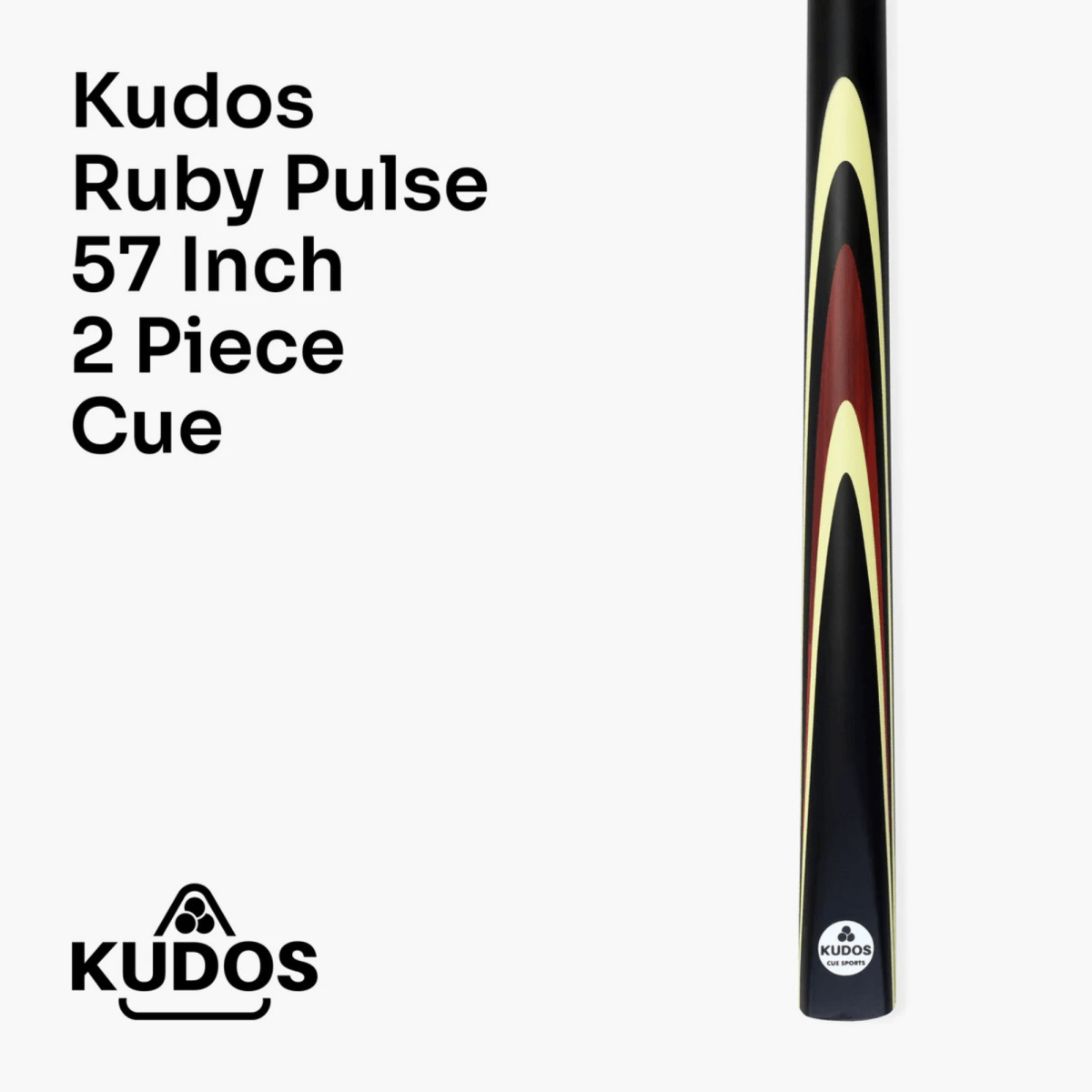 Kudos Pulse Ruby 57 Inch 2 Piece Heavyweight Snooker Pool Cue and Case Set 9.5mm Tip